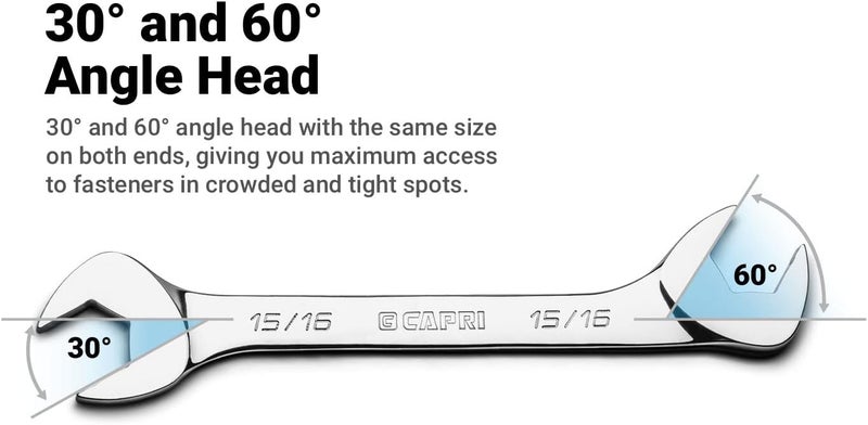 Capri Tools 13/16 in. Angle Open End Wrench, 30° and 60° angles, SAE - Image 2